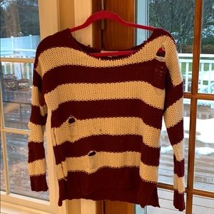 Striped distressed sweater